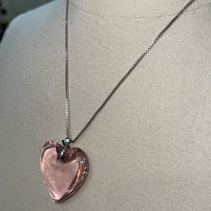 925/Glass Heart Pendant and 925 Necklace